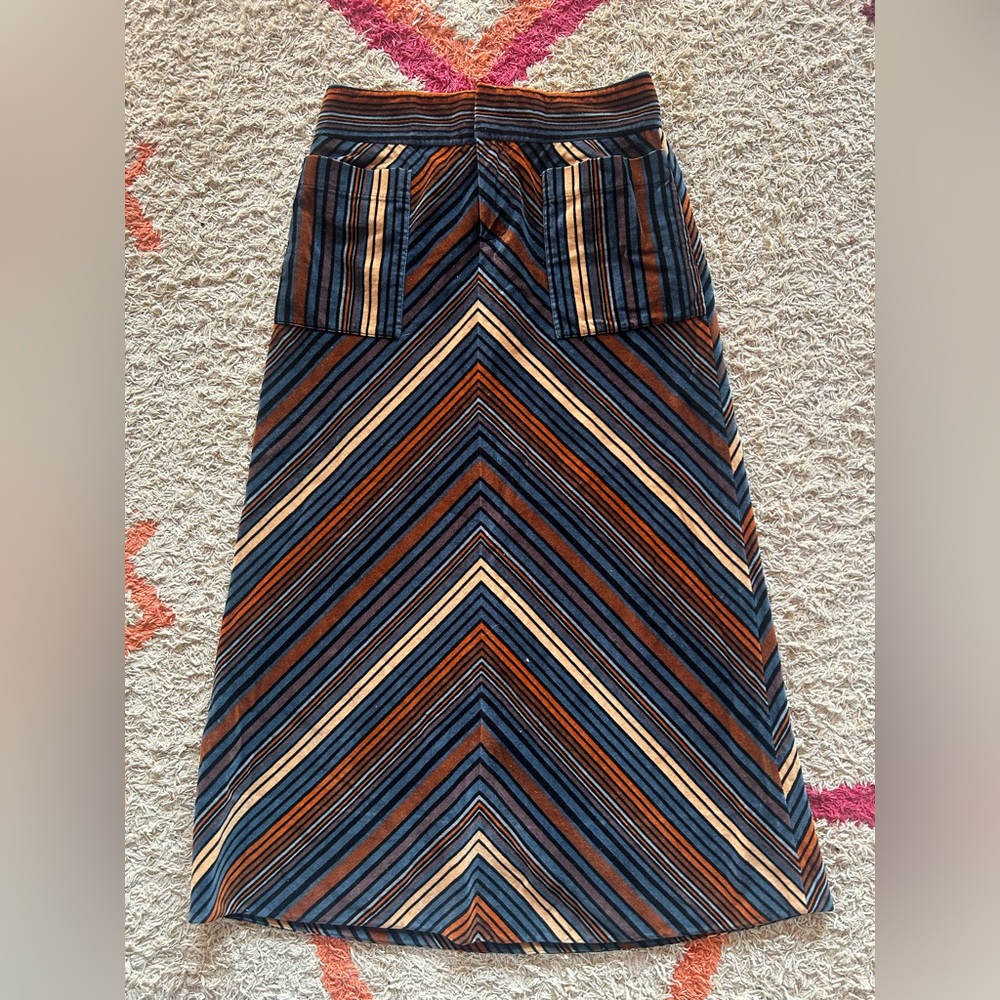 Marc Jacobs A-Line Striped Skirt in Blue and Brown